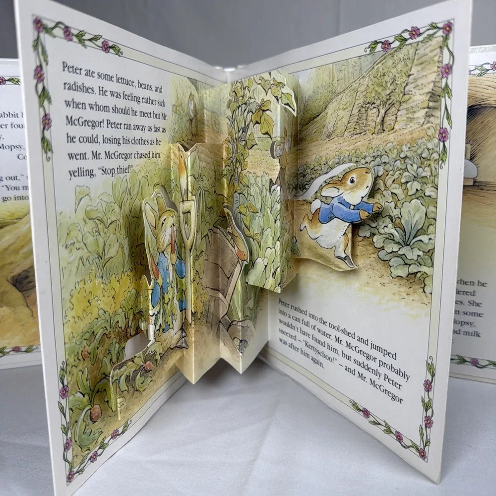 Beatrix Potter Pop-Up Books Set Peter Rabbit & Benjamin Bunny Vintage 1994 3D